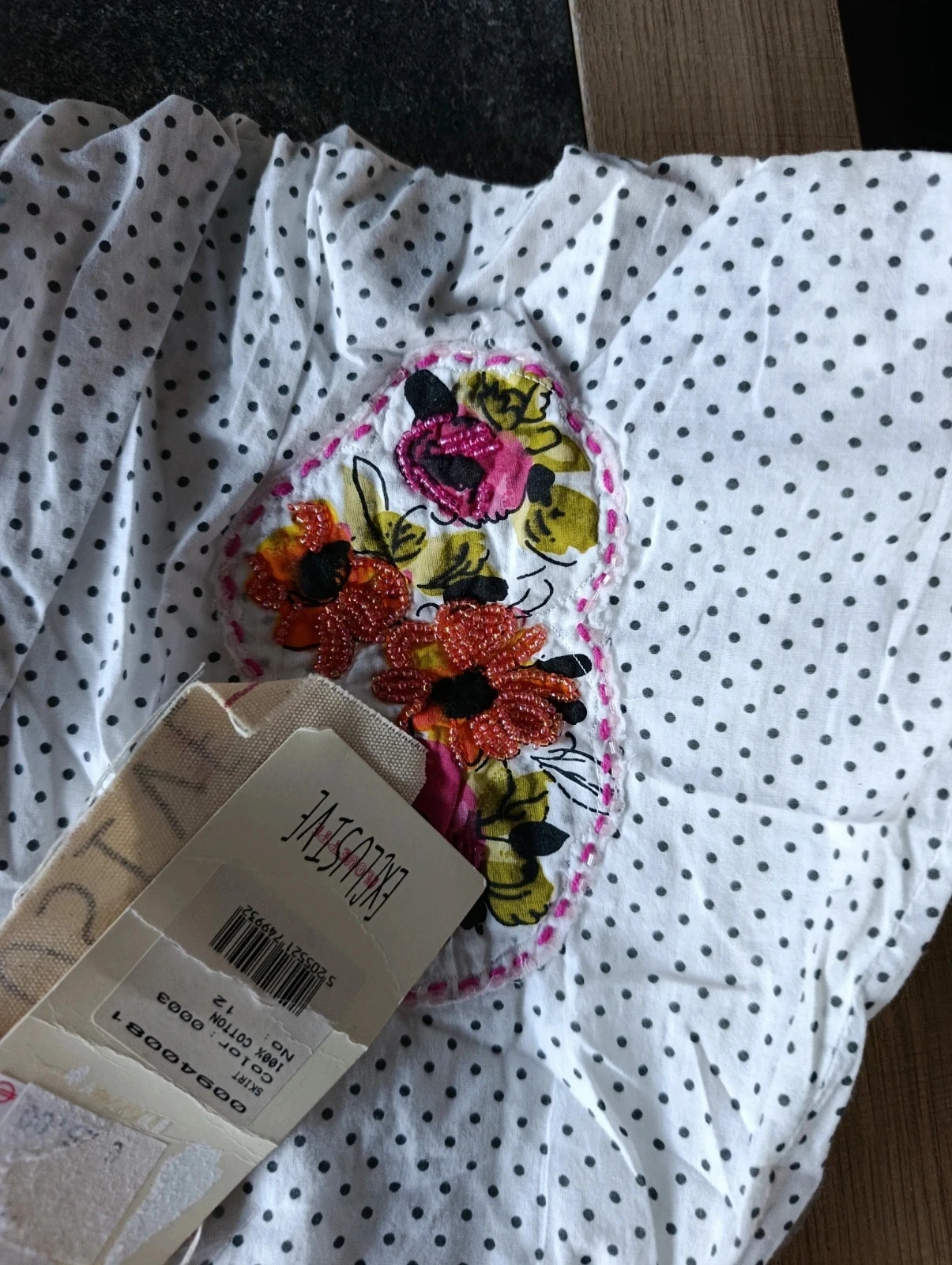 White polka dot and flower embroidery Alouette Exclusive skirt - Size 38 - Brand new with tag – photo 6